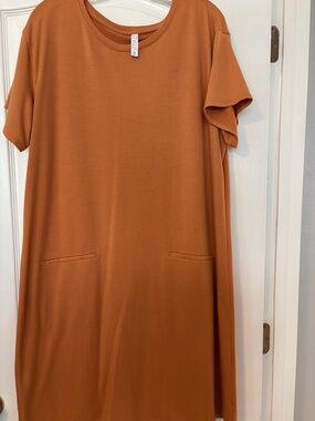 STYLUS Rust Orange Short-Sleeve Midi Dress